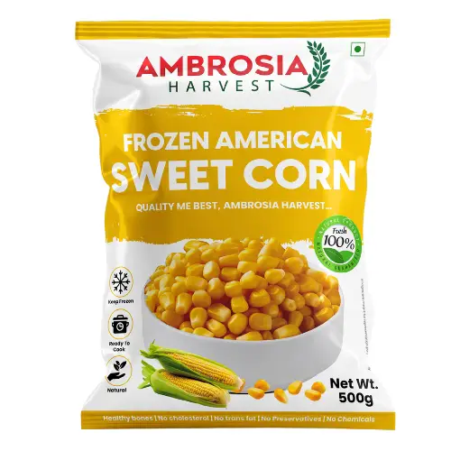 Frozen sweet corn kernels from Ambrosia Harvest, perfect for side dishes