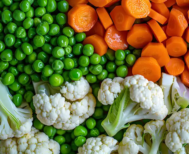 Mixed frozen vegetables from Ambrosia Harvest, pre-cut and ready to cook